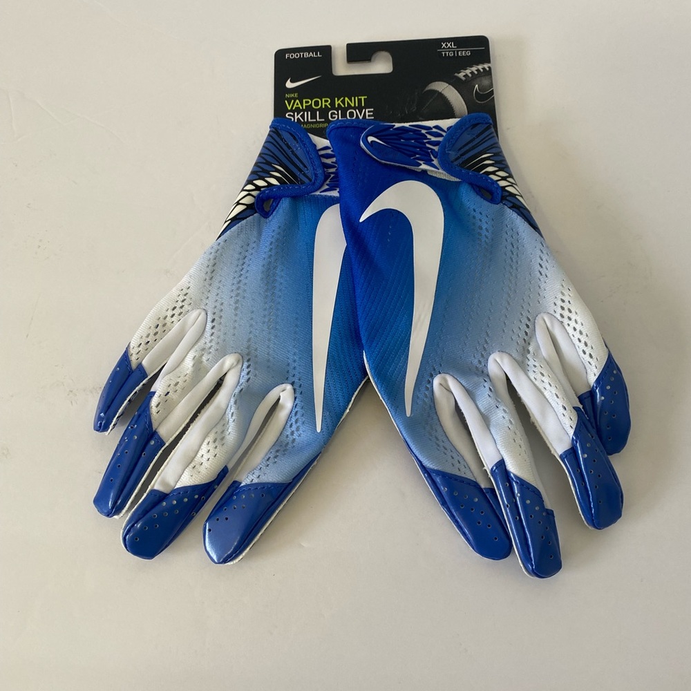 Nike Vapor Knit Skill Glove Magnigrip Football Gloves Size Blue/White